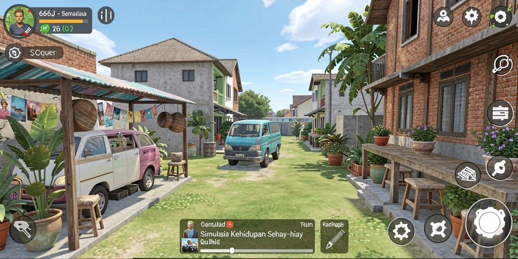 Tangkapan layar dari gameplay menarik 666J yang menunjukkan interaksi dalam simulasi.