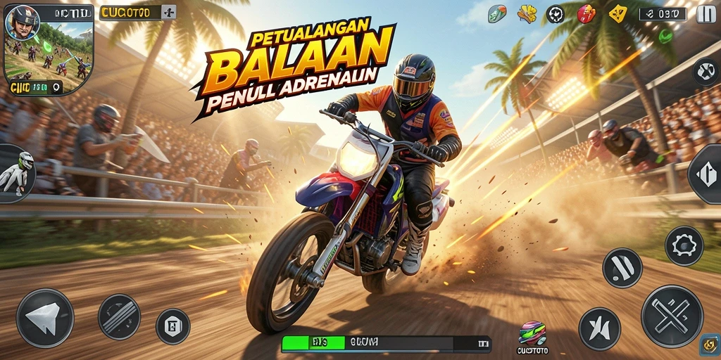 Tampilan gameplay seru dalam CUCUTOTO saat balapan.