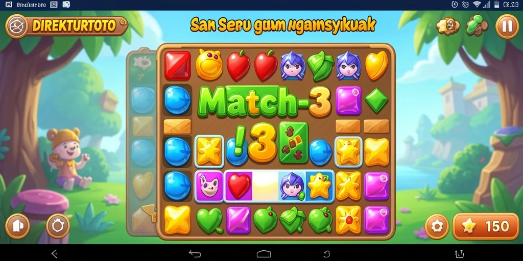 Tangkapan layar gameplay <strong>DIREKTURTOTO</strong> dengan level Match-3 yang seru.