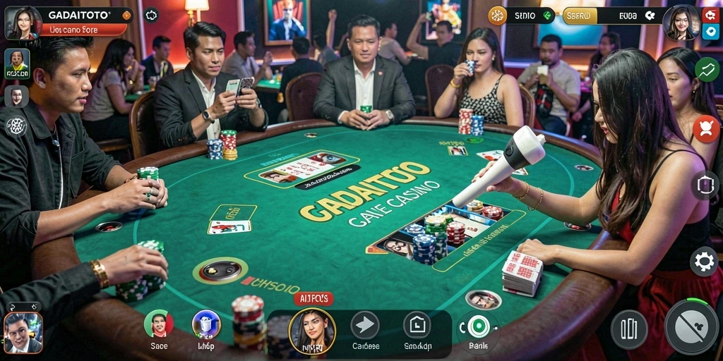 Tampilan gameplay GADAITOTO dengan dealer profesional di meja taruhan.