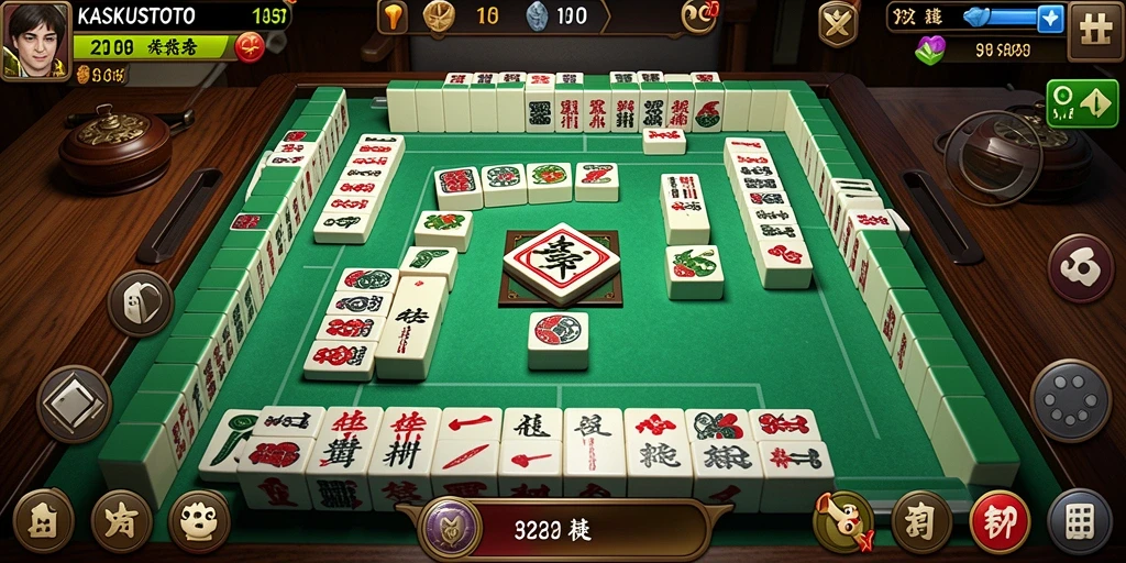 Tampilan gameplay KASKUSTOTO menampilkan keseruan bermain Mahjong.