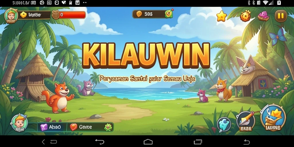 Tangkapan layar utama KILAUWIN menghadirkan gameplay menyenangkan dengan grafis cerah.