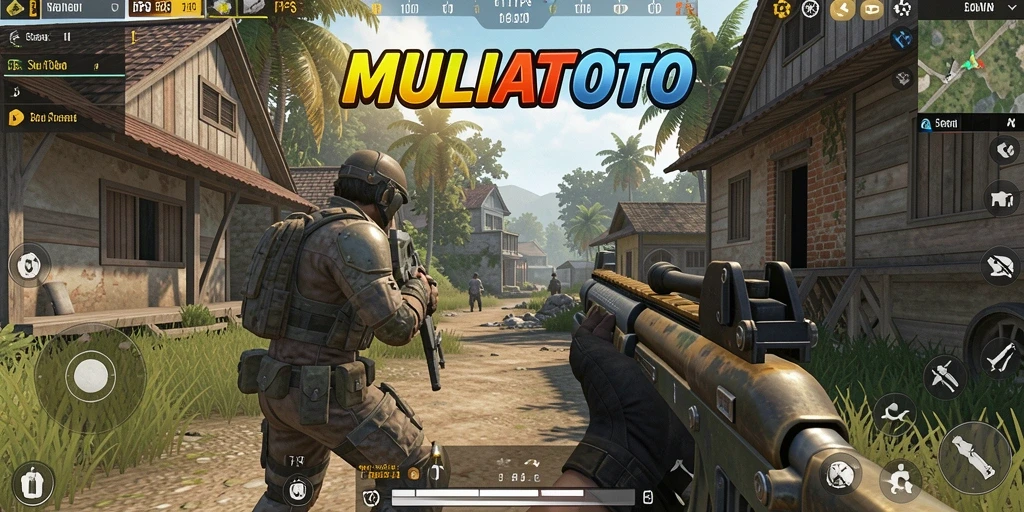 Tangkapan layar gameplay MULIATOTO menampilkan aksi tembak-menembak yang intens.