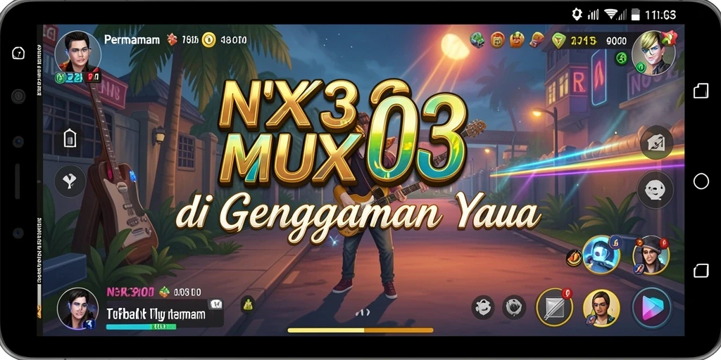 Tangkapan layar gameplay NX303 menampilkan pengalaman musik yang seru.