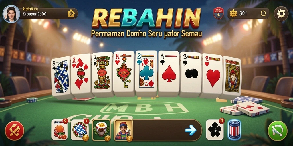 Tangkapan layar gameplay domino REBAHIN yang menarik dan seru.
