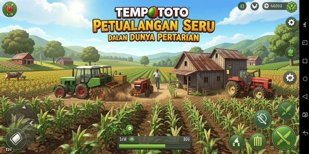 Screenshot TEMPOTOTO menampilkan suasana peternakan yang asri dan interaktif.