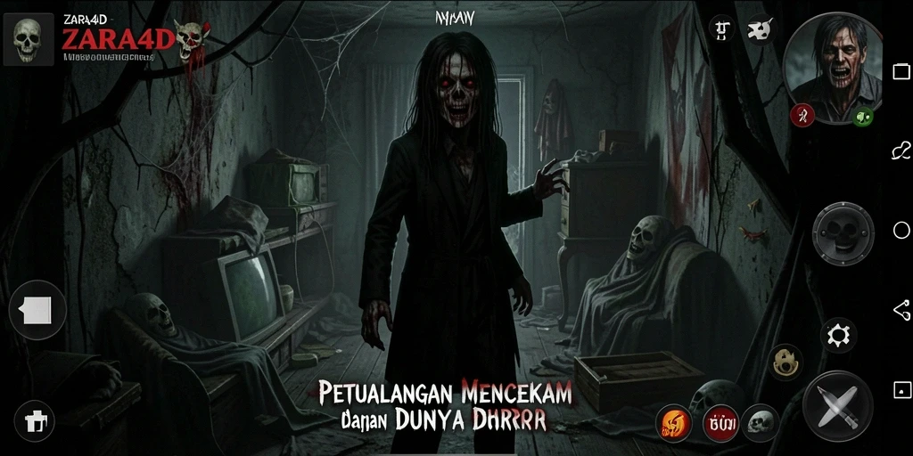Screenshot utama ZARA4D menampilkan suasana gameplay yang menegangkan.